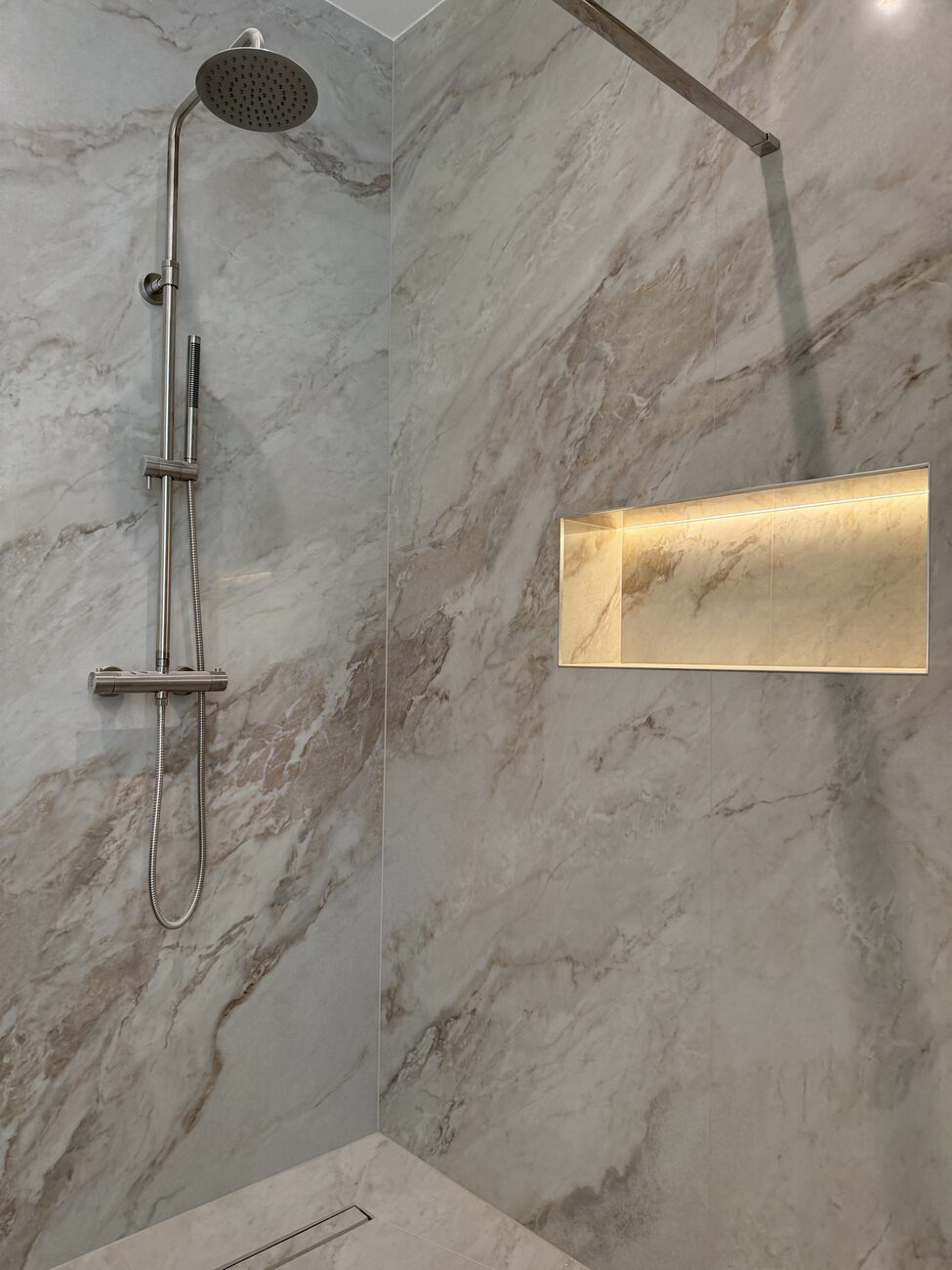 Marble shower wall